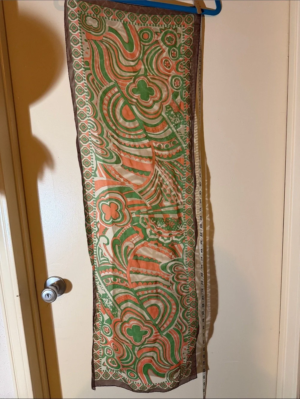 Vintage Psychedelic Floral Paisley Scarf - 14” x 42” - Machine Sewn Edge - Japan